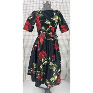EShakti large red rose, print pinup girl party dress 6